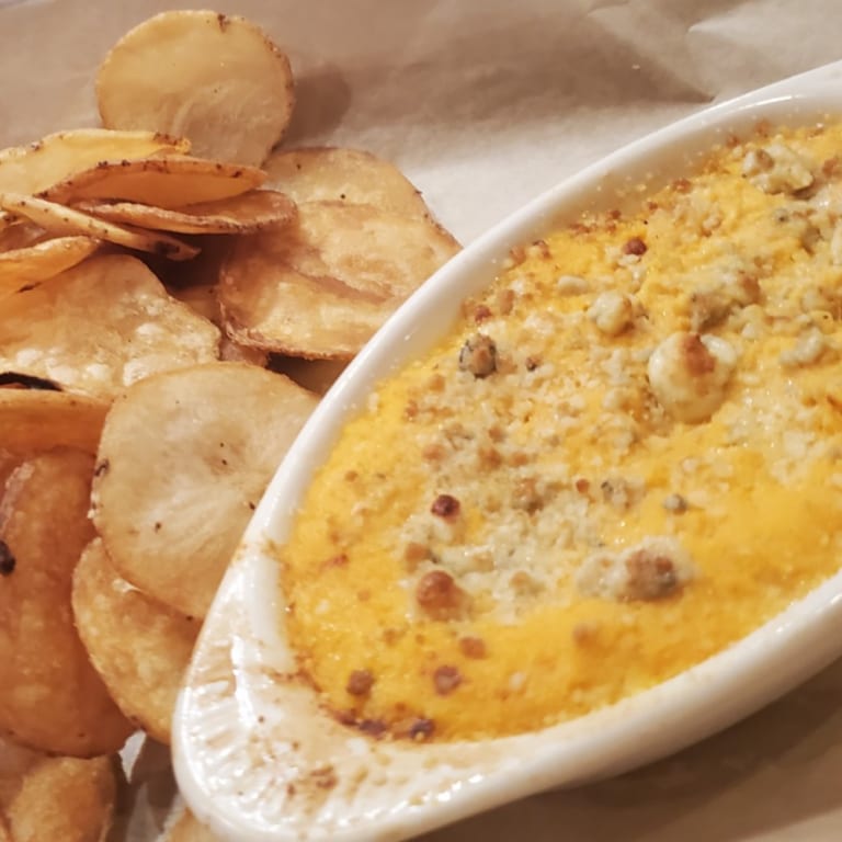 Buffalo Chicken Dip and Chips.